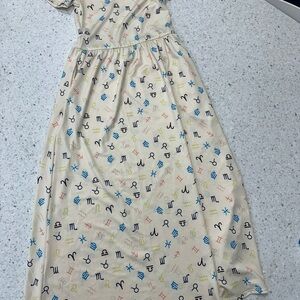 Zodiac Print Maxi Dress  DDS - cool fabric NWT